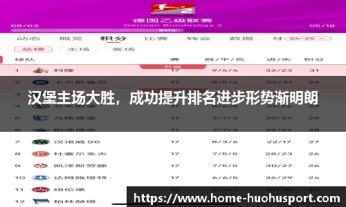 汉堡主场大胜，成功提升排名进步形势渐明朗